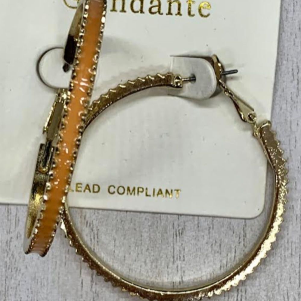 Orange Gold Hoop Earrings